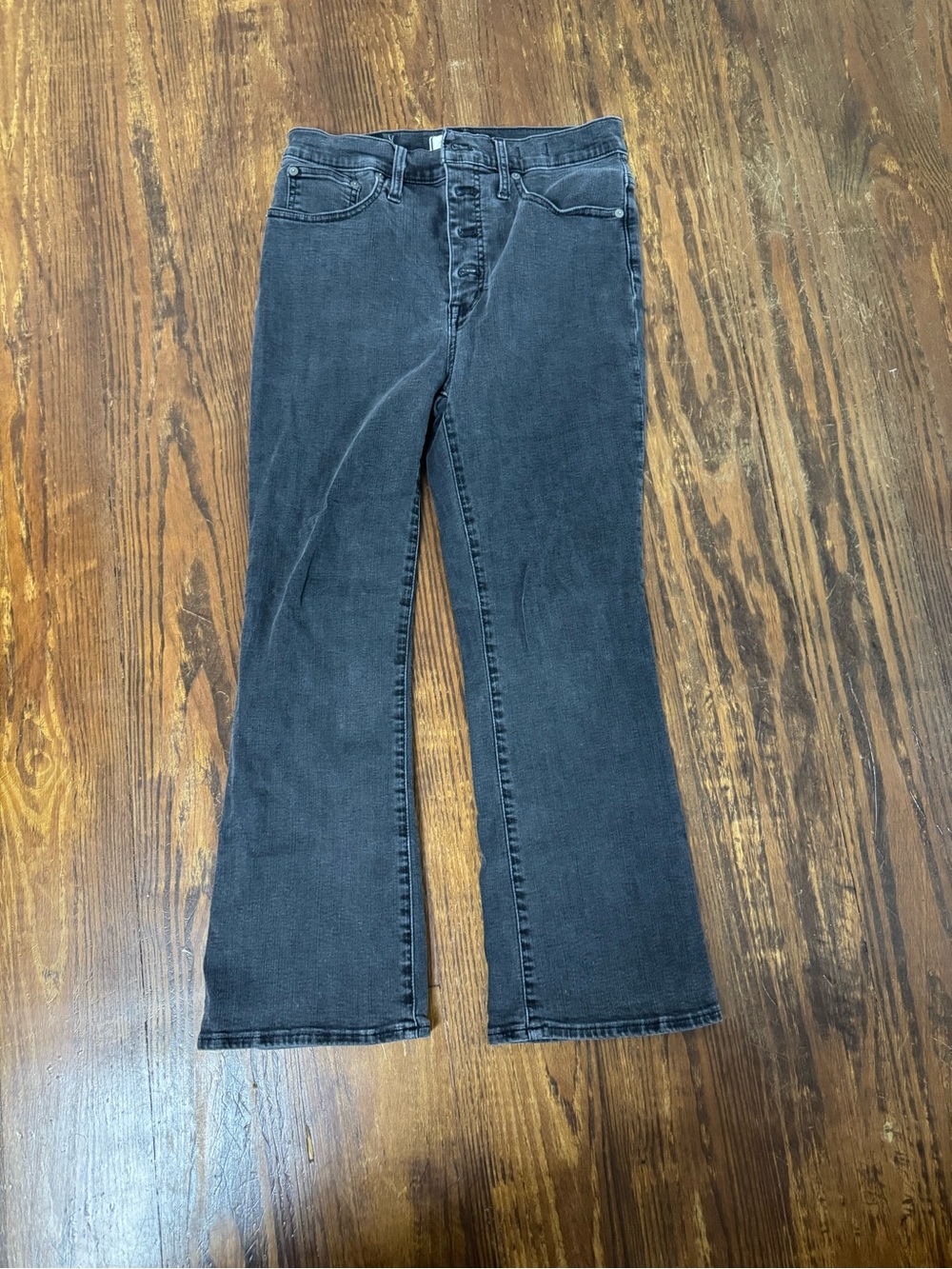 Madewell 29 Faded Black Flare Cali Demi - Boot Button-Fly Jeans Cropped